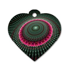 Fractal Circle Fantasy Texture Dog Tag Heart (one Side) by Wegoenart