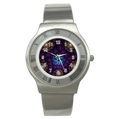 Geometry Fractal Colorful Geometric Stainless Steel Watch by Wegoenart