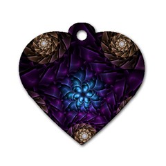 Geometry Fractal Colorful Geometric Dog Tag Heart (two Sides) by Wegoenart