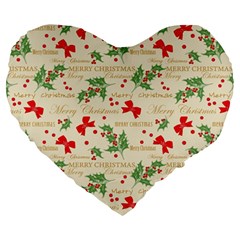 Christmas Paper Scrapbooking Large 19  Premium Heart Shape Cushions by Wegoenart