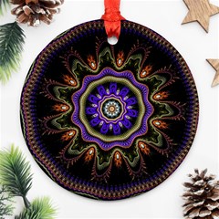 Fractal Vintage Colorful Decorative Ornament (round) by Wegoenart