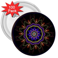 Fractal Vintage Colorful Decorative 3  Buttons (100 Pack)  by Wegoenart