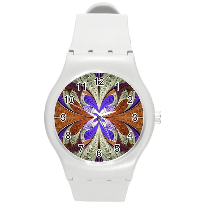 Fractal Splits Silver Gold Round Plastic Sport Watch (M)