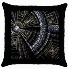 Fractal Circle Circular Geometry Throw Pillow Case (black) by Wegoenart