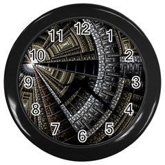 Fractal Circle Circular Geometry Wall Clock (black) by Wegoenart