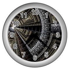 Fractal Circle Circular Geometry Wall Clock (silver) by Wegoenart