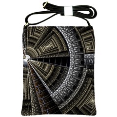 Fractal Circle Circular Geometry Shoulder Sling Bag by Wegoenart