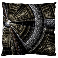 Fractal Circle Circular Geometry Large Flano Cushion Case (one Side) by Wegoenart