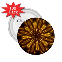 Mandala Gold Golden Fractal 2.25  Buttons (100 pack) 