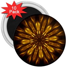 Mandala Gold Golden Fractal 3  Magnets (10 pack) 