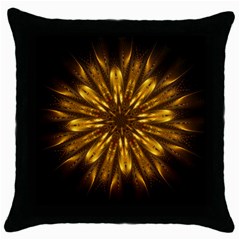 Mandala Gold Golden Fractal Throw Pillow Case (Black)