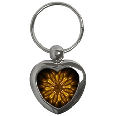 Mandala Gold Golden Fractal Key Chains (Heart) 