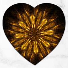 Mandala Gold Golden Fractal Jigsaw Puzzle (Heart)