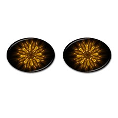 Mandala Gold Golden Fractal Cufflinks (Oval)