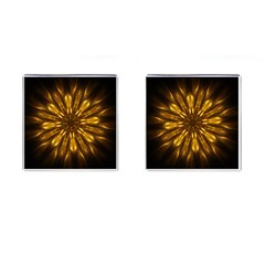 Mandala Gold Golden Fractal Cufflinks (Square)