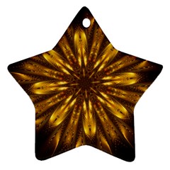 Mandala Gold Golden Fractal Star Ornament (Two Sides)