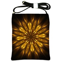 Mandala Gold Golden Fractal Shoulder Sling Bag