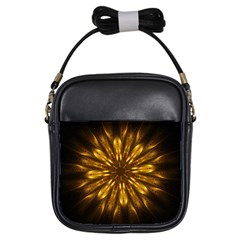 Mandala Gold Golden Fractal Girls Sling Bag