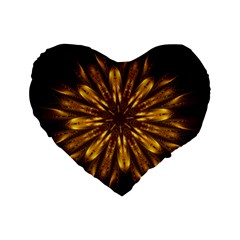 Mandala Gold Golden Fractal Standard 16  Premium Heart Shape Cushions