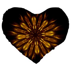 Mandala Gold Golden Fractal Large 19  Premium Heart Shape Cushions