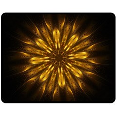 Mandala Gold Golden Fractal Double Sided Fleece Blanket (Medium) 