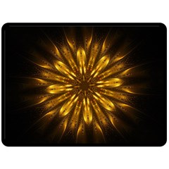 Mandala Gold Golden Fractal Double Sided Fleece Blanket (Large) 