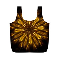 Mandala Gold Golden Fractal Full Print Recycle Bag (M)