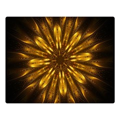 Mandala Gold Golden Fractal Double Sided Flano Blanket (Large) 