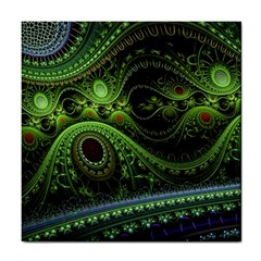 Fractal Green Gears Fantasy Tile Coasters by Wegoenart