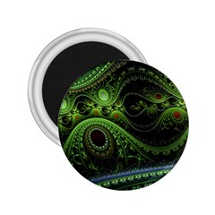 Fractal Green Gears Fantasy 2 25  Magnets by Wegoenart