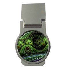 Fractal Green Gears Fantasy Money Clips (round)  by Wegoenart