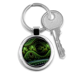 Fractal Green Gears Fantasy Key Chains (round)  by Wegoenart