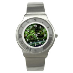 Fractal Green Gears Fantasy Stainless Steel Watch by Wegoenart