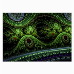 Fractal Green Gears Fantasy Large Glasses Cloth (2-side) by Wegoenart