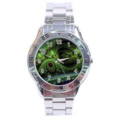 Fractal Green Gears Fantasy Stainless Steel Analogue Watch by Wegoenart