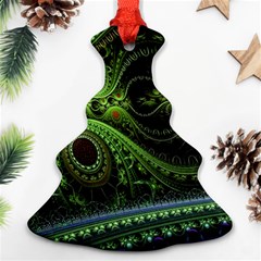 Fractal Green Gears Fantasy Christmas Tree Ornament (two Sides) by Wegoenart