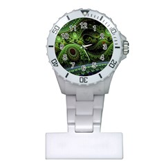 Fractal Green Gears Fantasy Plastic Nurses Watch by Wegoenart