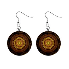 Fractal Yellow Gold Circles Mini Button Earrings by Wegoenart