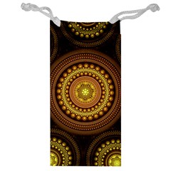 Fractal Yellow Gold Circles Jewelry Bag by Wegoenart