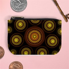 Fractal Yellow Gold Circles Mini Coin Purse by Wegoenart