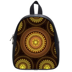 Fractal Yellow Gold Circles School Bag (small) by Wegoenart