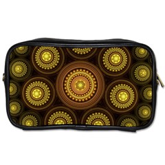 Fractal Yellow Gold Circles Toiletries Bag (one Side) by Wegoenart