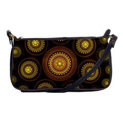 Fractal Yellow Gold Circles Shoulder Clutch Bag by Wegoenart