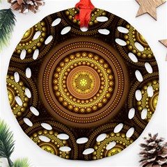 Fractal Yellow Gold Circles Ornament (round Filigree) by Wegoenart