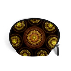 Fractal Yellow Gold Circles Accessory Pouch (small) by Wegoenart