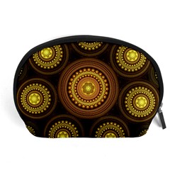 Fractal Yellow Gold Circles Accessory Pouch (large) by Wegoenart