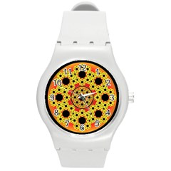 Fractal Art Design Pattern Fractal Round Plastic Sport Watch (m) by Wegoenart