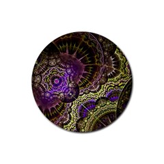 Abstract Fractal Art Design Rubber Round Coaster (4 Pack)  by Wegoenart