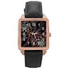 Geometry Math Fractal Art Rose Gold Leather Watch  by Wegoenart