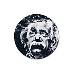 Albert Einstein Street Art Rubber Coaster (round)  by Wegoenart